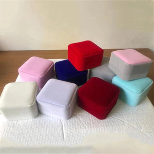 Wedding Ring Storage Box Grey Velvet 7*7*4cm