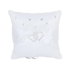 Double Heart Rhinestone Ring Pillow Wedding Ring Bearer Cushion 10*10cm