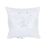 Double Heart Rhinestone Ring Pillow Wedding Ring Bearer Cushion 10*10cm