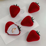 Red Strawberry Velvet Ring Storage Case Jewelry Box Ring Protector Flocking