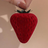 Red Strawberry Velvet Ring Storage Case Jewelry Box Ring Protector Flocking