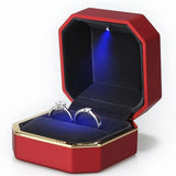 Velvet Wedding Ring Jewelry Display Stand with LED Light