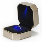 Velvet Wedding Ring Jewelry Display Stand with LED Light