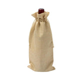 5Pcs Champagne Red Wine Drawstring Burlap Bags