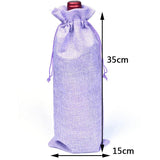 5Pcs Champagne Red Wine Drawstring Burlap Bags