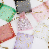 50pcs Drawstring Organza Bags Moon Star Print Mesh Pouch Jewelry Wedding