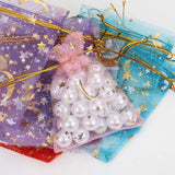 50pcs Drawstring Organza Bags Moon Star Print Mesh Pouch Jewelry Wedding
