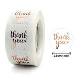 500pcs Rose Foil Fonts Thank You Stickers Roll for Jewelry Gift Bags Packaging