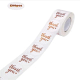 500pcs Rose Foil Fonts Thank You Stickers Roll for Jewelry Gift Bags Packaging