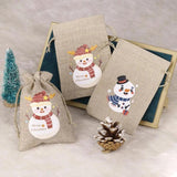 5pcs Christmas Linen Flax Bag Burlap Drawstring Pouch