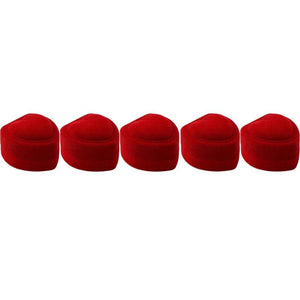 5Pcs Heart Velvet Jewelry Box Ring Holder Gift Storage Organizer