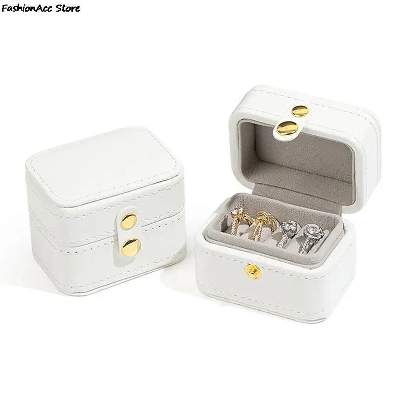 Jewelry Box for Women Portable Travel Organizer with Buckle PU Leather Mini Case