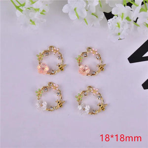 10pcs Bee Flower Lace Metal Charms DIY Jewelry Making 18mm