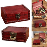 Wooden Treasure Box with Lock for Tabletop Decor