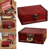Wooden Treasure Box with Lock for Tabletop Decor