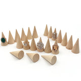 6PCS Wooden Ring Jewelry Display Stands Cone Ring Wood Organizer Holders