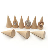 6PCS Wooden Ring Jewelry Display Stands Cone Ring Wood Organizer Holders
