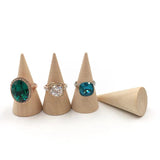 6PCS Wooden Ring Jewelry Display Stands Cone Ring Wood Organizer Holders