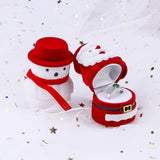 Christmas Velvet Box Santa Claus Jewelry Ring Earrings Holder