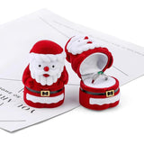 Christmas Velvet Box Santa Claus Jewelry Ring Earrings Holder