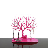 Pink Rose Red Deer Jewelry Set Bracelet Necklace Earrings