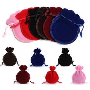 10pcs Round Velvet Drawstring Pouch Jewelry Gift Bags