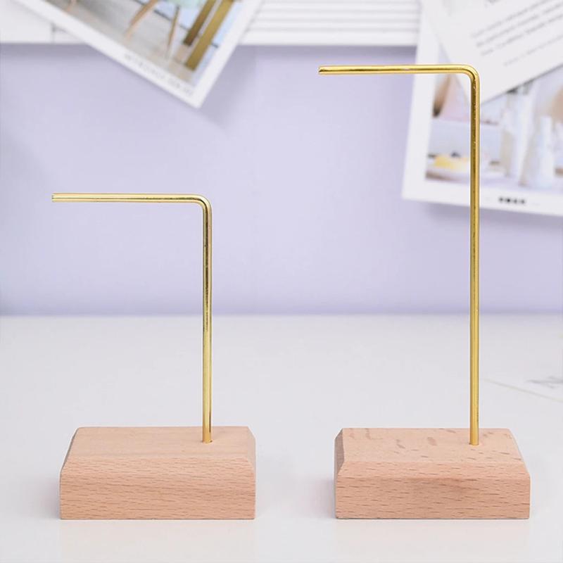 Wooden Base Metal Jewelry Display Stand for Earrings & Rings
