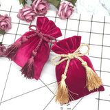 Velvet Bags With Tassel 11x15cm Purple Red /Blue Gray Pouches