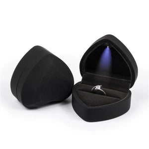 Heart-Shaped LED Light Wedding Ring Box Display Jewelry Storage