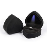 Heart-Shaped LED Light Wedding Ring Box Display Jewelry Storage
