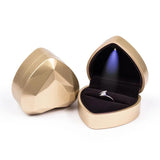 Heart-Shaped LED Light Wedding Ring Box Display Jewelry Storage