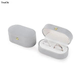 Velvet Ring Box Double Stud Jewelry Packaging Case Earrings Storage