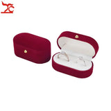 Velvet Ring Box Double Stud Jewelry Packaging Case Earrings Storage