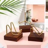 Metal Arm Mineral Stand Display Holder Rack Wood Support Base
