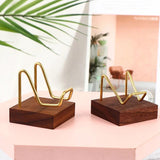 Metal Arm Mineral Stand Display Holder Rack Wood Support Base