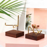 Metal Arm Mineral Stand Display Holder Rack Wood Support Base