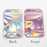 50pcs Holographic Pink Zip Lock Pouches for Jewelry Retail Packing
