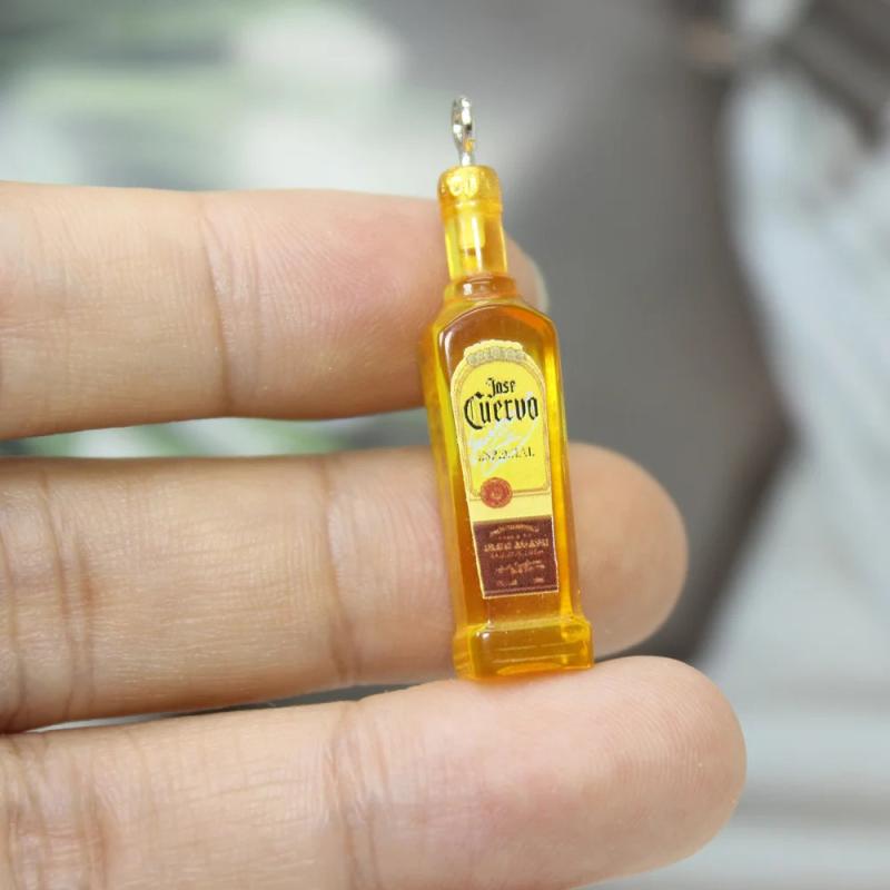 10Pcs 3D Alcohol Charm Bottle Pendant for DIY Jewelry 35*9MM