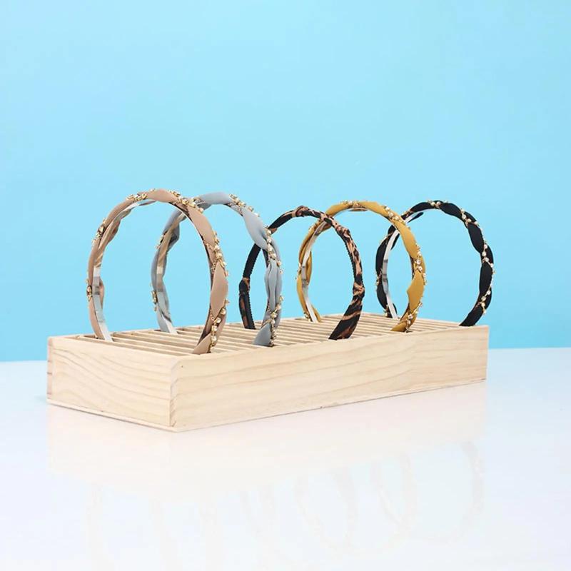 Wood Headband Holder Bracelets Storage Display Box for Jewelry Shop