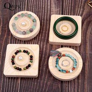 Wood Bangle Bracelet Earings Rings Jewelry Wrist Watch Display Rack Holder