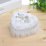 Lace Jewelry Box Heart-shape Ring Case Wedding Rings Holder