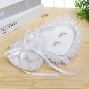 Lace Jewelry Box Heart-shape Ring Case Wedding Rings Holder