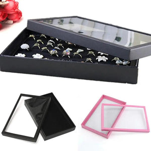 100 Slots Ring Jewelry Display Tray Show Case Organizer Box Storage Holder