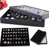 100 Slots Ring Jewelry Display Tray Show Case Organizer Box Storage Holder
