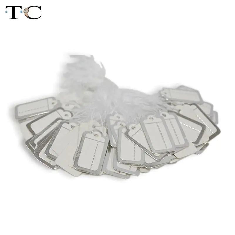 500PCs/Bag Silver Jewelry Tag with Display String for Clothing