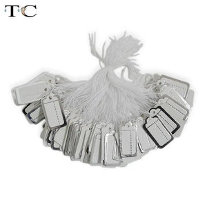500PCs/Bag Silver Jewelry Tag with Display String for Clothing