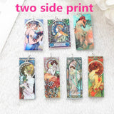 8Pcs Mucha Vintage Charms Acrylic Painting Earring Keychain Pendant Necklace DIY