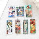 8Pcs Mucha Vintage Charms Acrylic Painting Earring Keychain Pendant Necklace DIY