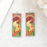 8Pcs Mucha Vintage Charms Acrylic Painting Earring Keychain Pendant Necklace DIY