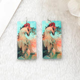 8Pcs Mucha Vintage Charms Acrylic Painting Earring Keychain Pendant Necklace DIY